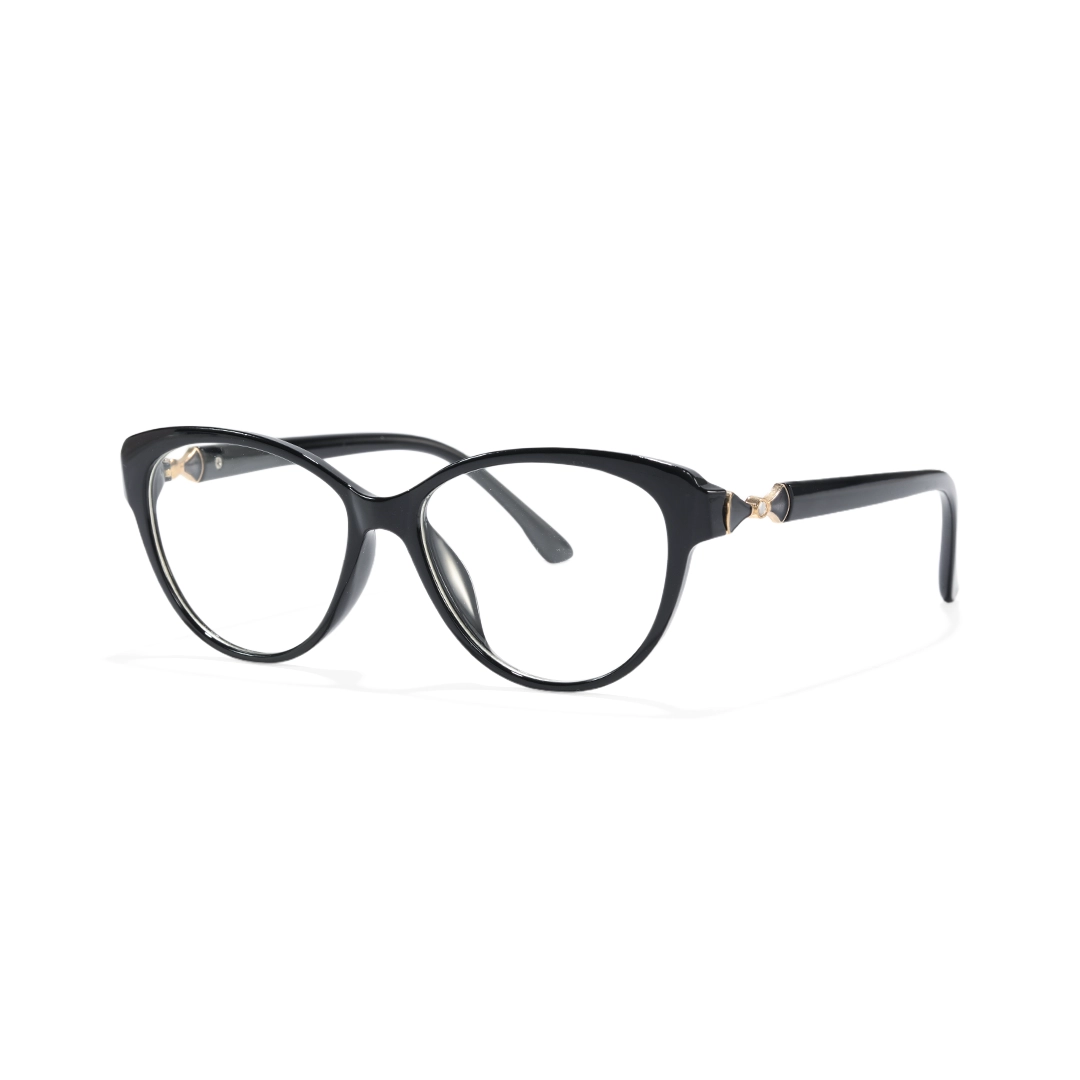 Angle view of Delyth cat eye tr90 eyeglasses CR0302509 in black